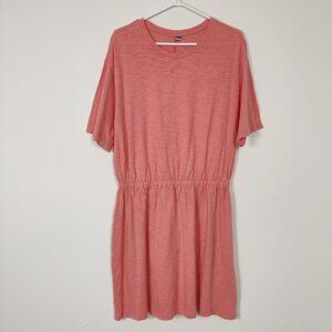 Old Navy Coral Pink T-Shirt Dress Large 100% Cotton Lightweight Y2K Drop Waist